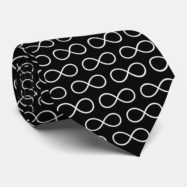White Infinity Symbol Pattern | Geek Gifts Tie (Rolled)