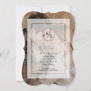 White Initials Vellum Wedding Invitation