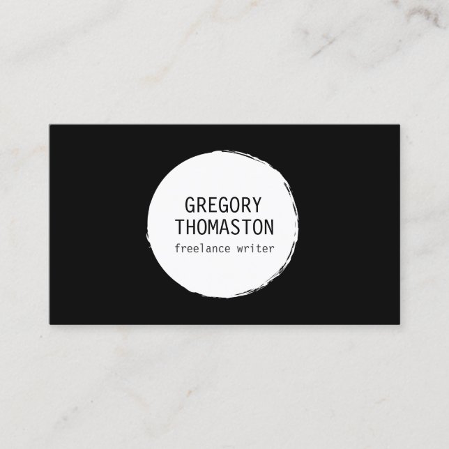 White Ink Blot Circle Logo Business Card (Front)
