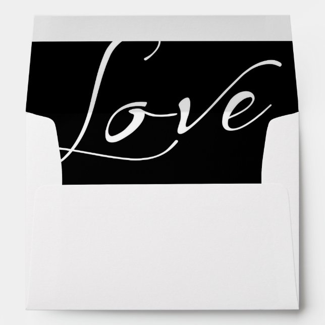 White Invitation Envelope with a White Love Liner (Back (Bottom))