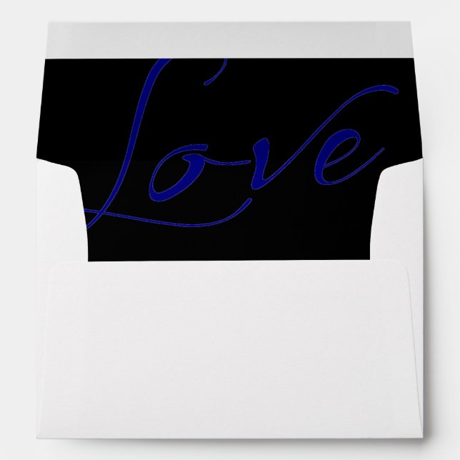 White Invitation Envelope with Blue Love Liner (Back (Bottom))