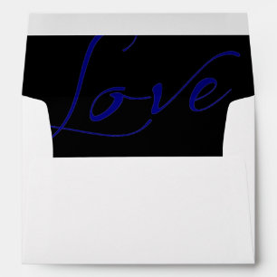 White Invitation Envelope with Blue Love Liner