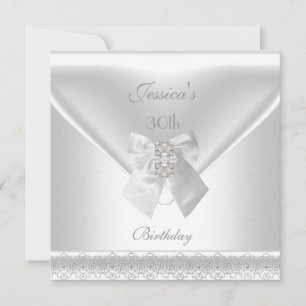 White Invitation White 30th Birthday party