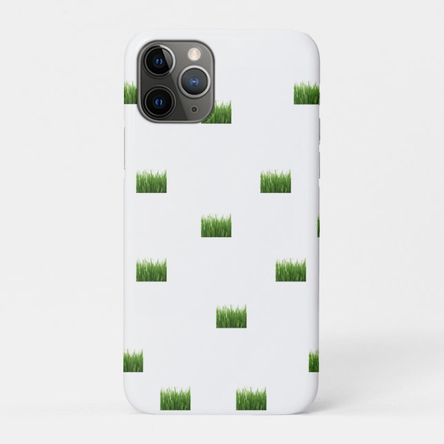 White iPhone Case with Green Grass Patch – Nature (Back)