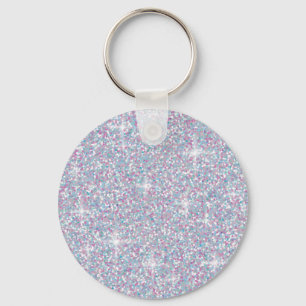 White iridescent glitter key ring