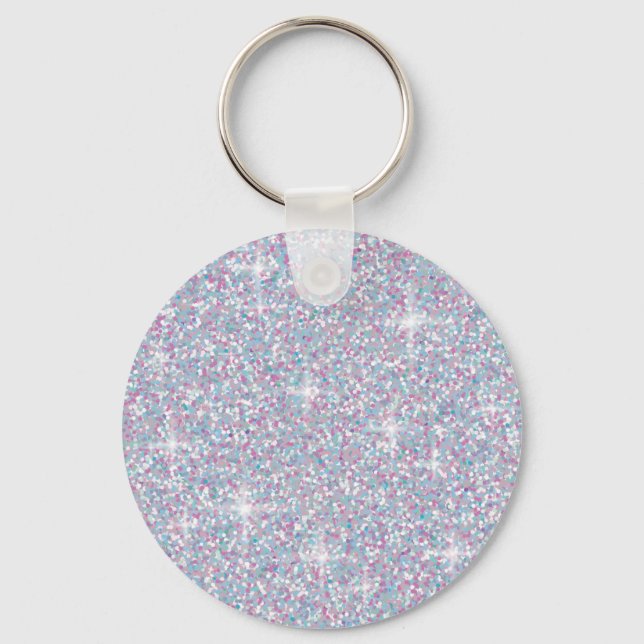 White iridescent glitter key ring (Front)