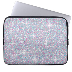 White iridescent glitter laptop sleeve