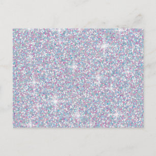 White iridescent glitter postcard