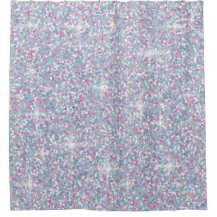White iridescent glitter shower curtain