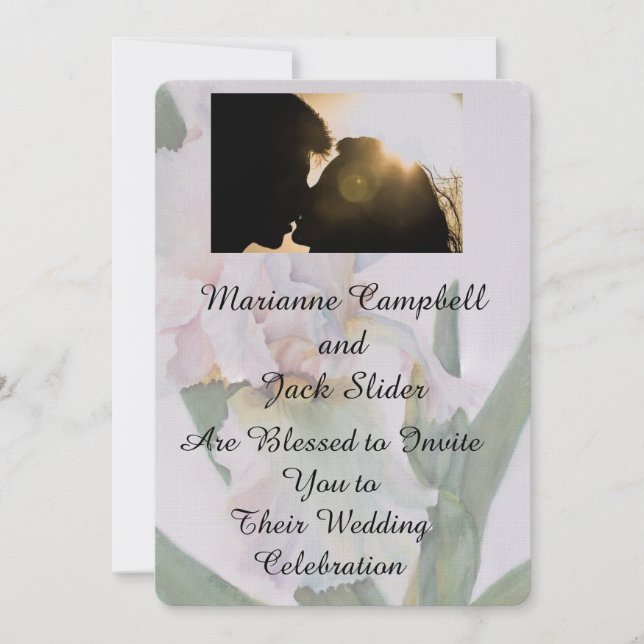 WHITE IRIS CUSTOMIZABLE WEDDING INVITATION (Front)