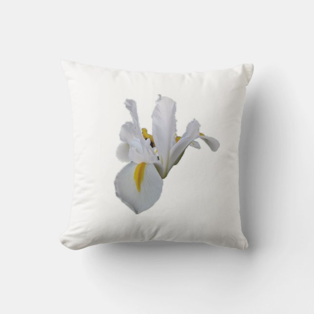 White Iris With Yellow Centre Cushion (Front)
