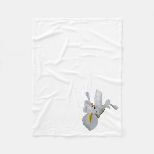 White Iris with Yellow Centre Fleece Blanket (Front)
