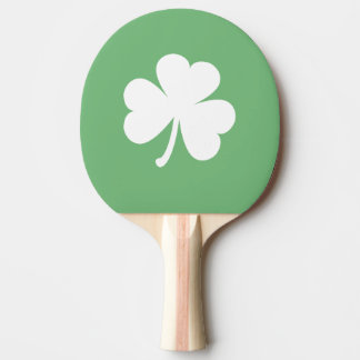 White Irish Shamrock | Green Ping Pong Paddle