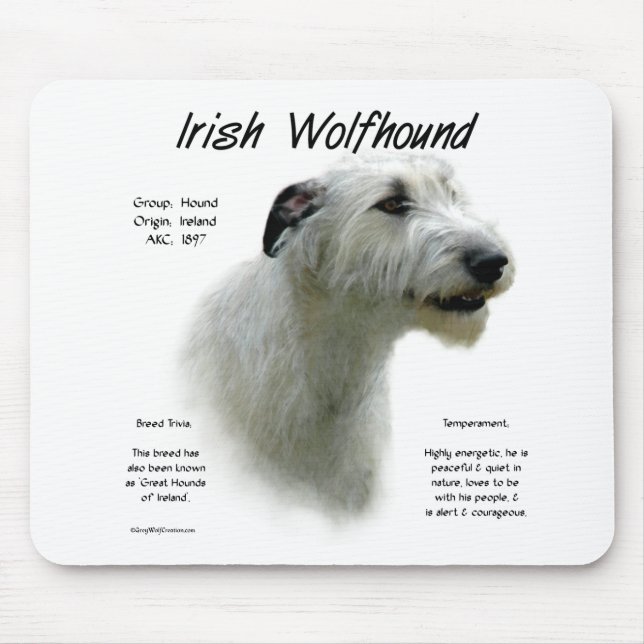 White Irish Wolfhound History  Mouse Mat (Front)