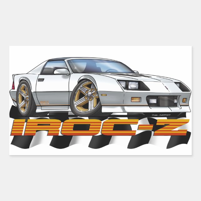 White IROC Z Rectangular Sticker (Front)