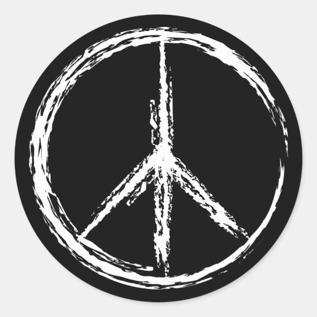 White isolated creative peace sign classic round sticker (Front)