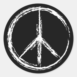 White isolated creative peace sign classic round sticker