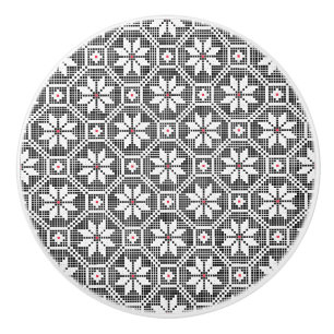 White isolated lace on CUSTOMIZE black background Ceramic Knob
