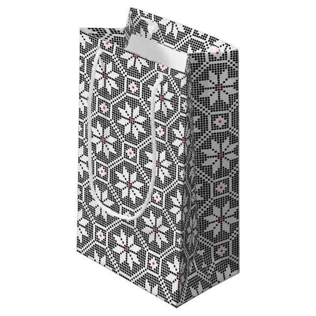 White isolated lace on CUSTOMIZE black background Small Gift Bag (Front Angled)