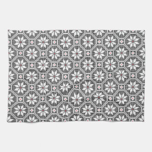 White isolated lace on CUSTOMIZE black background Tea Towel