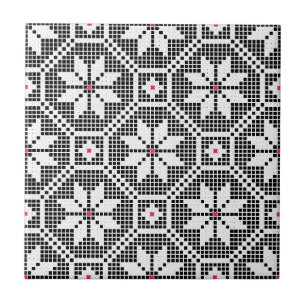 White isolated lace on CUSTOMIZE black background Tile