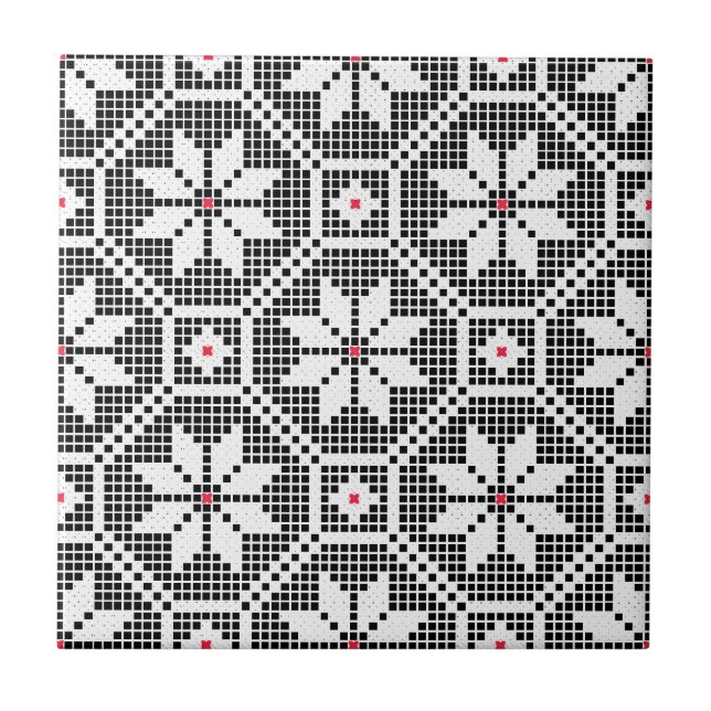 White isolated lace on CUSTOMIZE black background Tile (Front)
