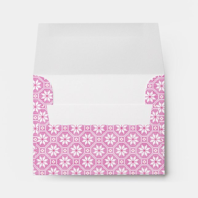 White isolated lace texture on pink background envelope (Back (Bottom))