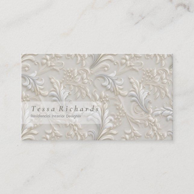 White Ivory Acanthus Business Card (Front)