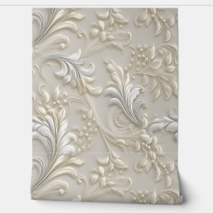 White Ivory Acanthus Wallpaper