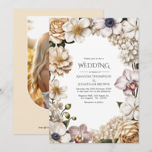 White, Ivory & Champagne Wedding Invitation