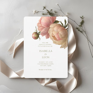 White & Ivory   Chic Blush Rose Wedding Invitation