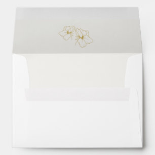 White & Ivory Chic Gold Floral Wedding Envelope