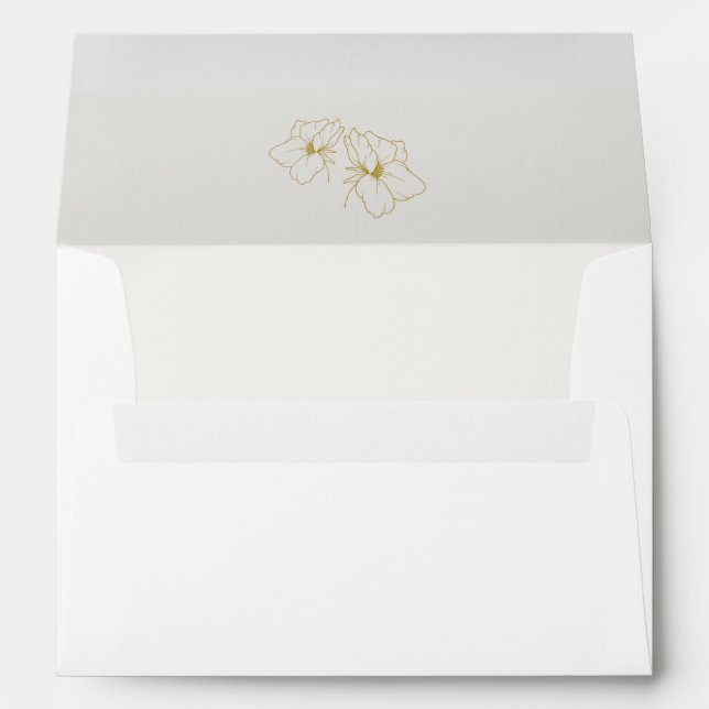 White & Ivory | Chic Gold Floral Wedding  Envelope (Back (Bottom))