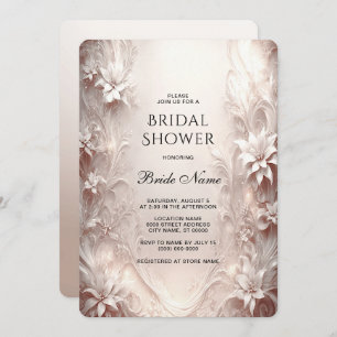 White Ivory Floral Bridal Shower Invitation