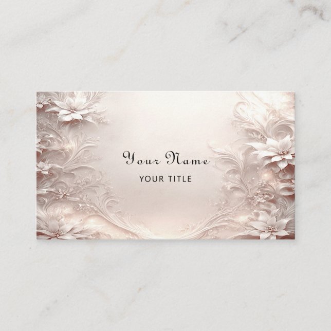 White Ivory Floral Business Card (Front)