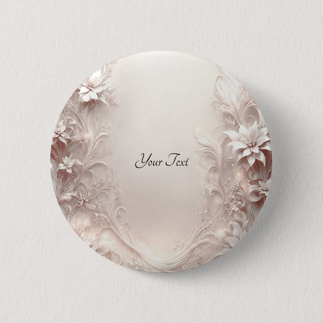 White Ivory Floral Button (Front)