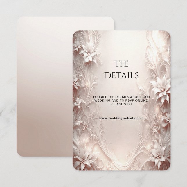 White Ivory Floral Detail Enclosure Card (Front/Back)