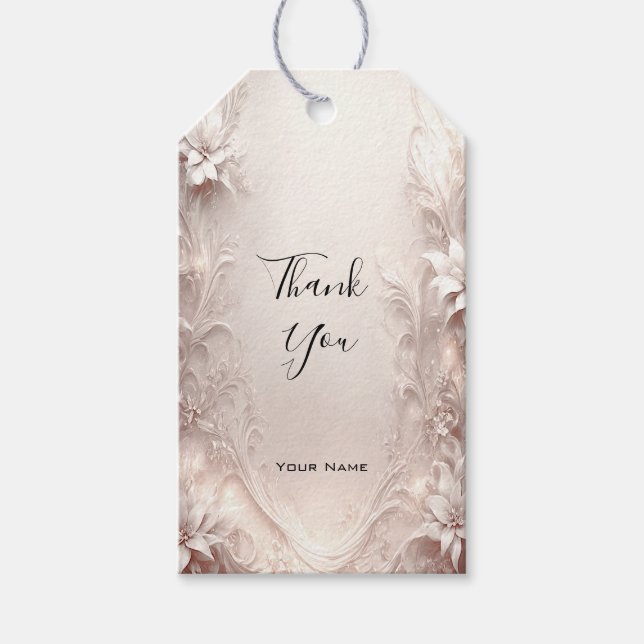 White Ivory Floral Gift Tag (Front)