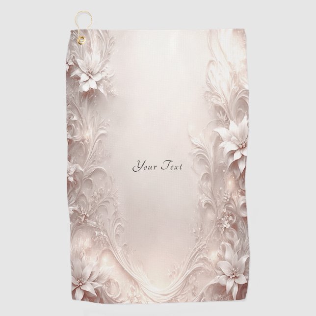 White Ivory Floral Golf Towel (Front)