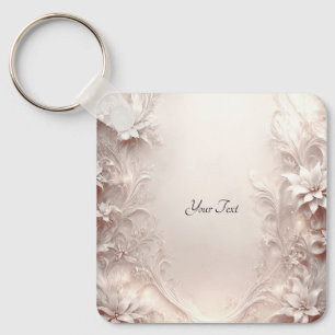 White Ivory Floral Keychain