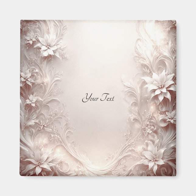 White Ivory Floral Magnet (Front)