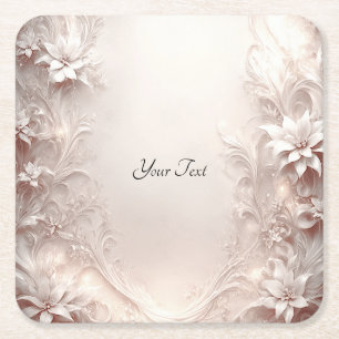 White Ivory Floral Paper Coaster
