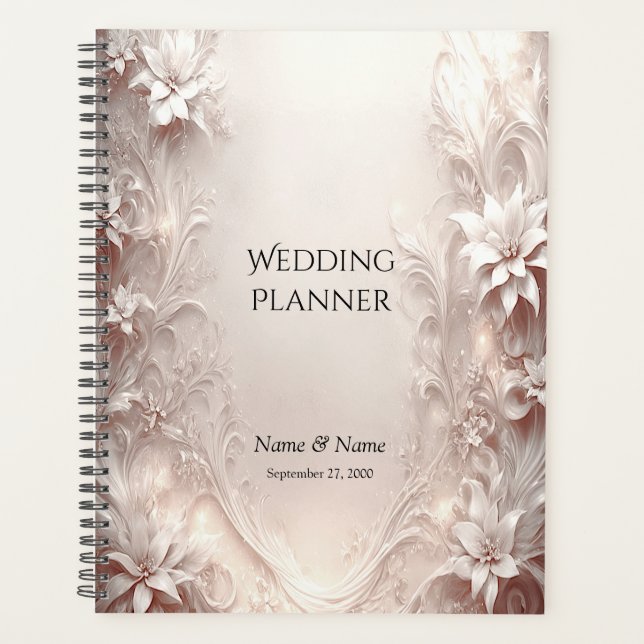 White Ivory Floral Planner (Front)