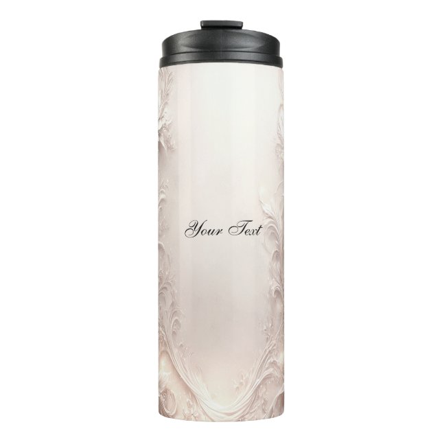 White Ivory Floral Thermal Tumbler (Front)
