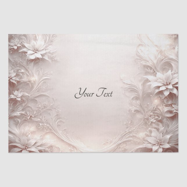 White Ivory Floral Tissue Paper (Front)