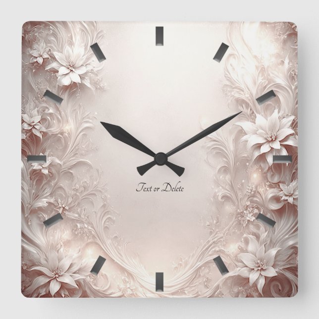 White Ivory Floral Wall Clock (Front)