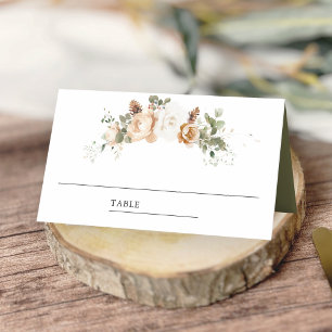 White Ivory Gold Christmas Floral Wedding  Place Card