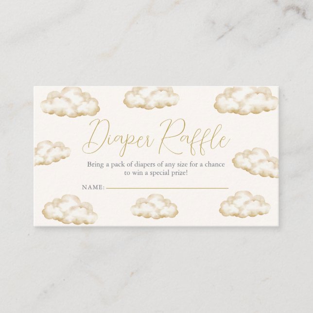 White Ivory Heaven Sent Baby Shower Diaper Raffle Enclosure Card (Front)