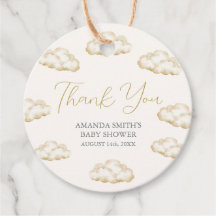 White Ivory Heaven Sent Cute Baby Shower Thank You