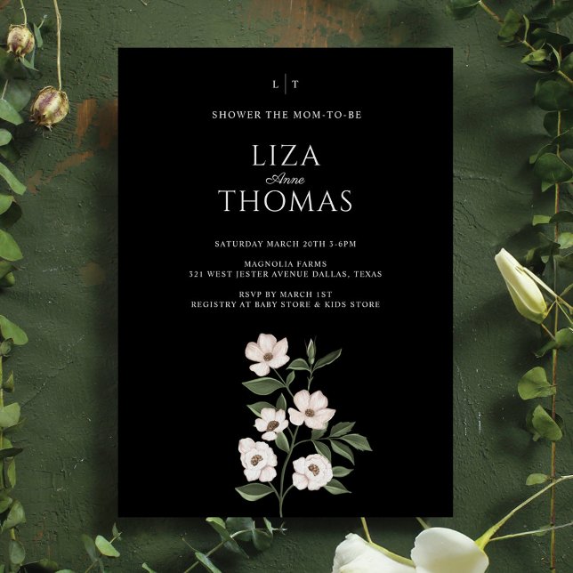 White Ivory Magnolia Watercolor Flowers & Leaves Invitation (White Ivory Magnolia Watercolor Flowers & Leaves Invitation)